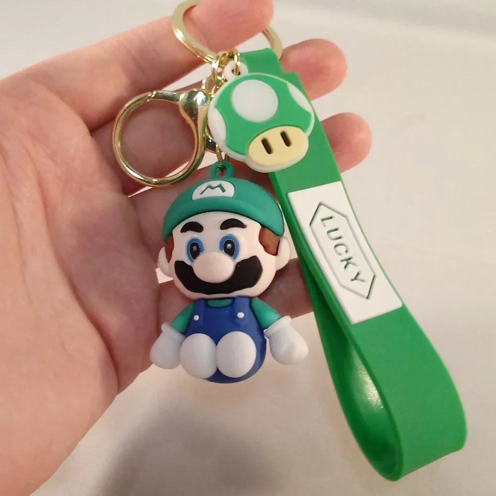 Super Mario Luigi Super Mushroom Key Chain Key Ring Nintendo Figurine Keychain